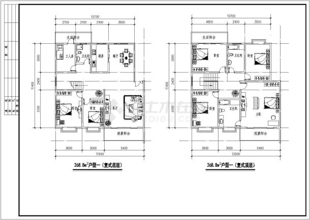 祁阳户型设计方案底商私人住宅楼设计CAD详细建筑施工图-图一