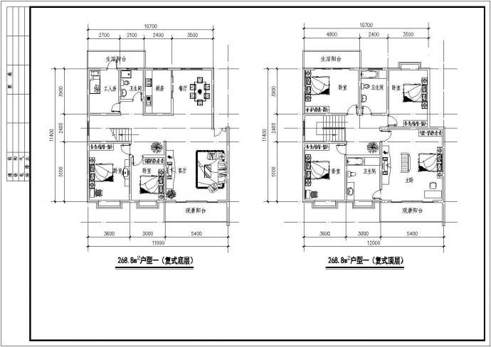 祁阳户型设计方案底商私人住宅楼设计CAD详细建筑施工图_图1