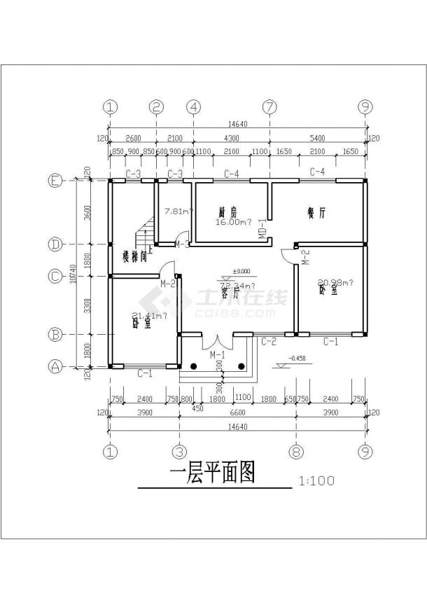 农村二层单体住宅建筑cad设计施工图-图二