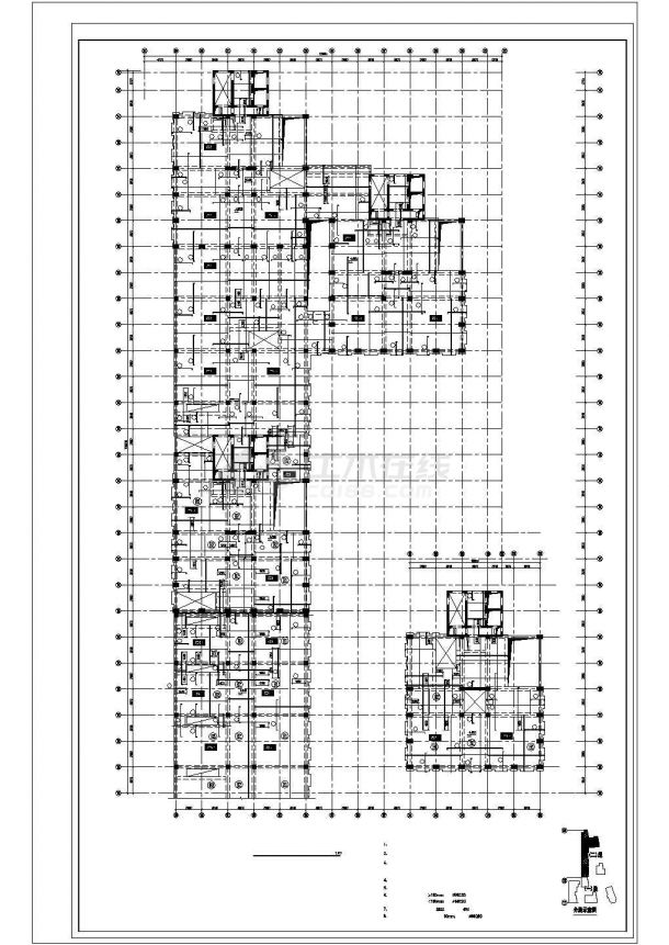 某高层办公楼框架结构cad施工设计图纸-图一