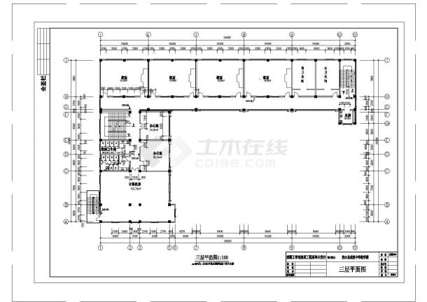 昆山市第一中学4020平米4层框架结构教学楼建筑结构设计CAD图纸-图二