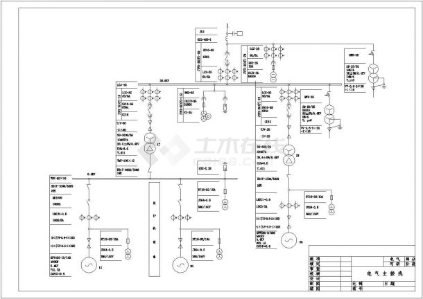 某小型电站电气初步设计cad主接线图（甲级院设计）-图一
