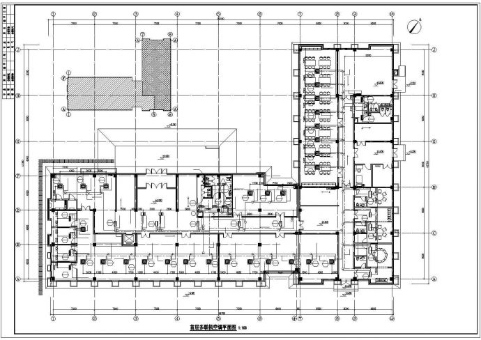 某多层办公楼（建筑面积3957.73平方米）空调通风及防排烟系统设计cad全套施工图（含设计说明，采暖设计）_图1