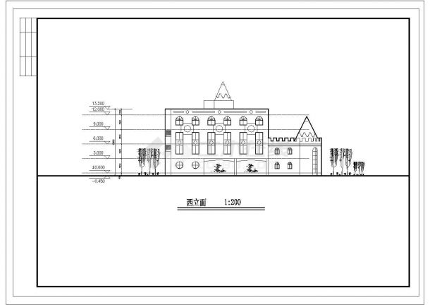 苏州大学四层教学楼建筑设计施工cad图，共九张-图一