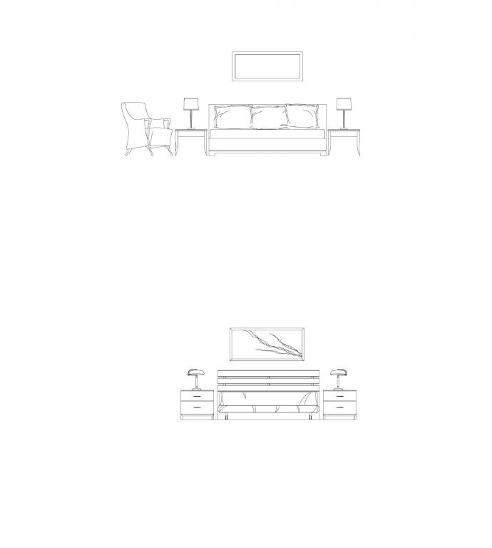 床类室内家装三视图及平立面图模型_图1
