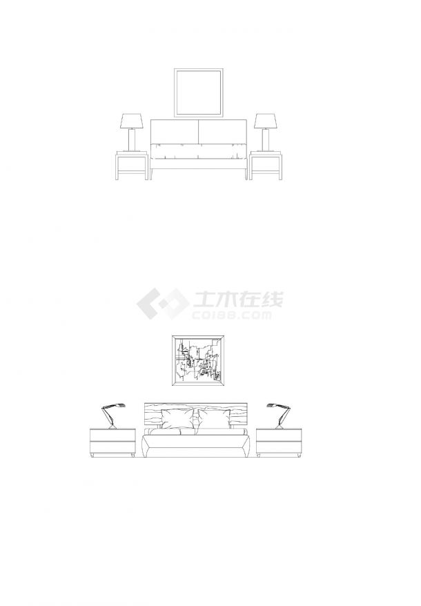 床类室内家装三视图及平立面图模型-图二