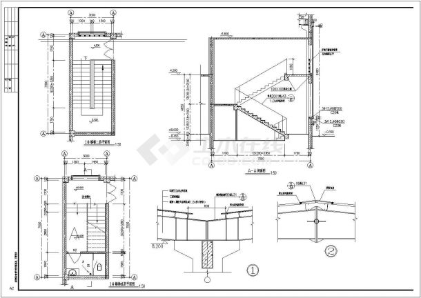 【南通】某地两层框架钢屋面厂房全套设计施工cad图-图二