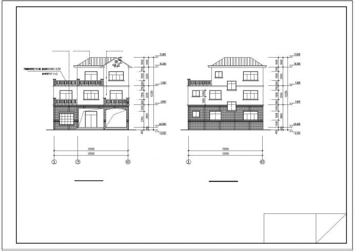 单家独院式三层别墅cad建筑设计施工图附效果图_图1