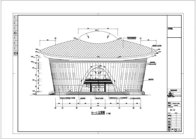 [湖南]三层框架及网架结构艺术体育中心结构施工图cad_图1