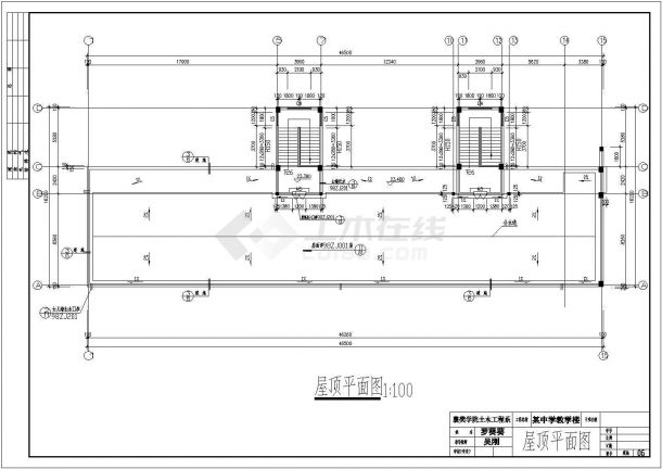 衢州市第七中学3600平米5+1层框架结构教学楼建筑结构设计CAD图纸-图一