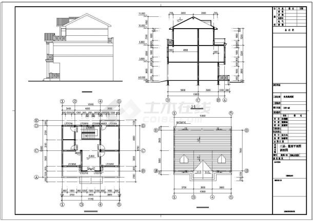 3层独栋别墅建筑结构CAD施工图设计附效果图-图二