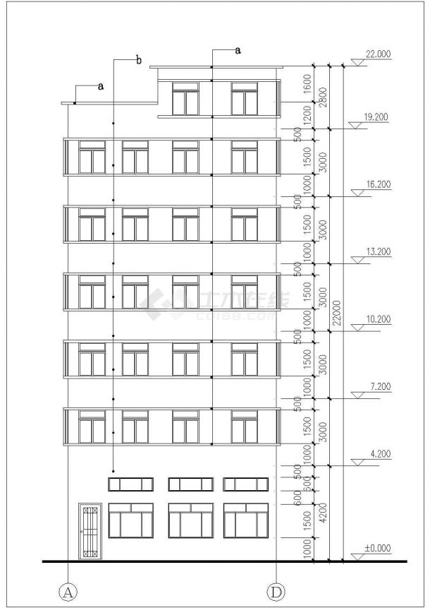 2600平米刘层混合结构住宅楼全套建筑设计CAD图纸（含天面层）-图二