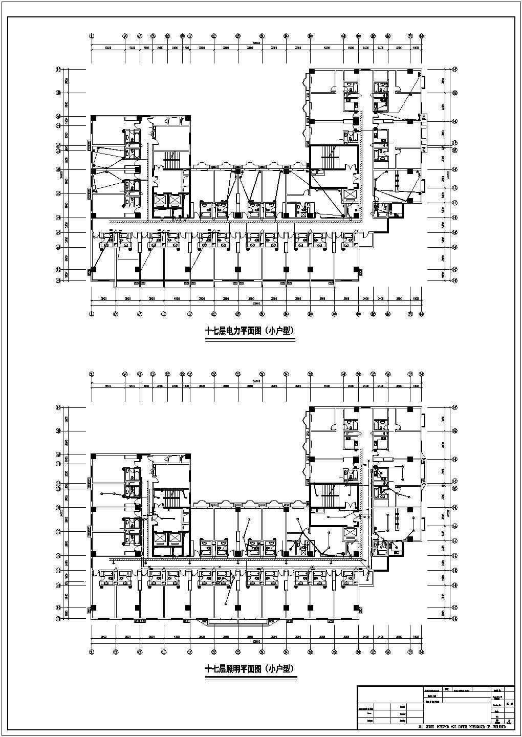 一处U型塔楼户型高档住宅CAD布置图