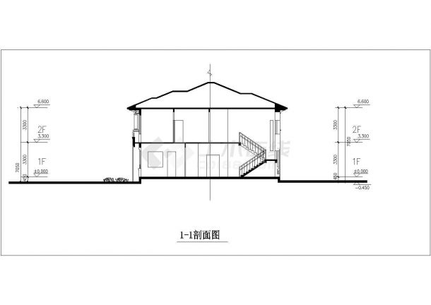某三层别墅建筑设计施工图附效果图-图二