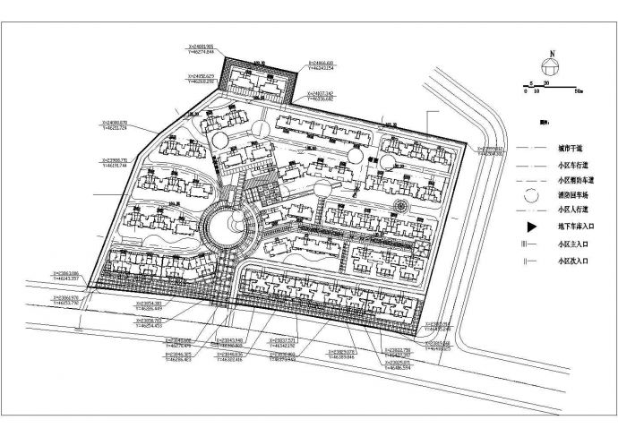 孝感市某小区住宅总平面设计CAD图_图1