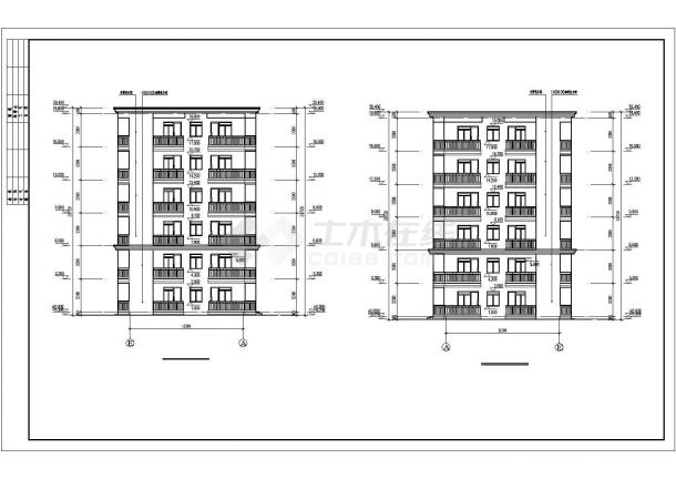 广州市天堇花园小区3840平米6层框架结构住宅楼建筑结构设计CAD图纸-图二