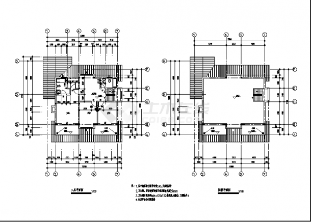 某春天花园别墅住宅楼建筑结构设计施工cad图纸（含说明）-图二