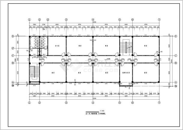 南昌市某大学附属中学5层框架结构教学楼建筑结构设计CAD图纸-图一