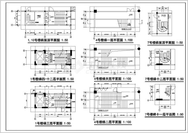 商业区高层住宅大样建筑施工设计cad图纸(含厨房，卫生间平面图)-图一