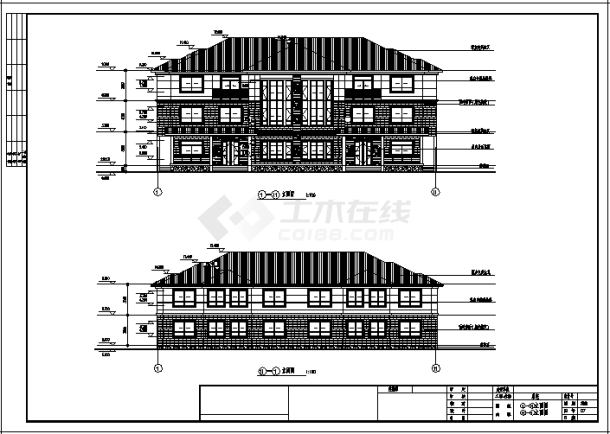 某三层砖混结构双拼私宅全套施工cad图_私宅施工-图一