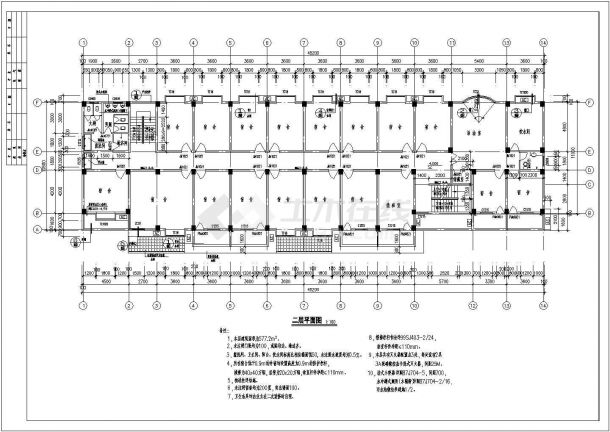 龙市某轮班宿舍楼建筑CAD图-图二