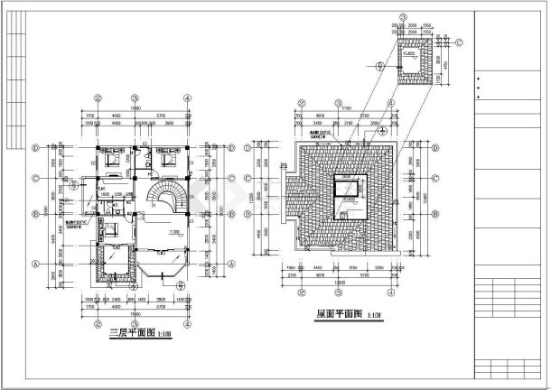 三层别墅建筑全套cad设计施工图附效果图-图二