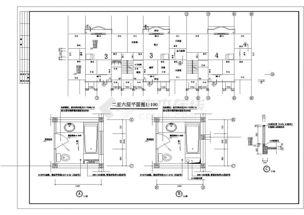 祁阳多层住宅建筑底商私人住宅楼设计CAD详细建筑施工图-图二