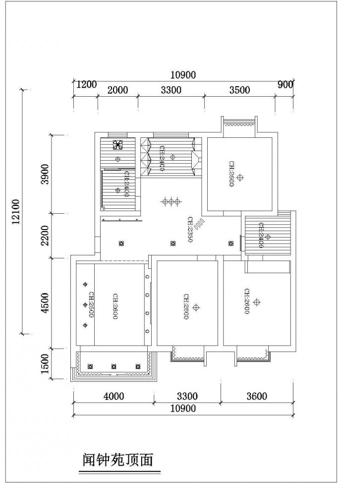 某小区大两居室内装修cad平面施工图纸_图1