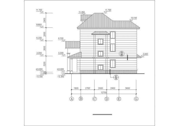 某地区三层美式别墅建筑cad设计施工图附效果图_图1