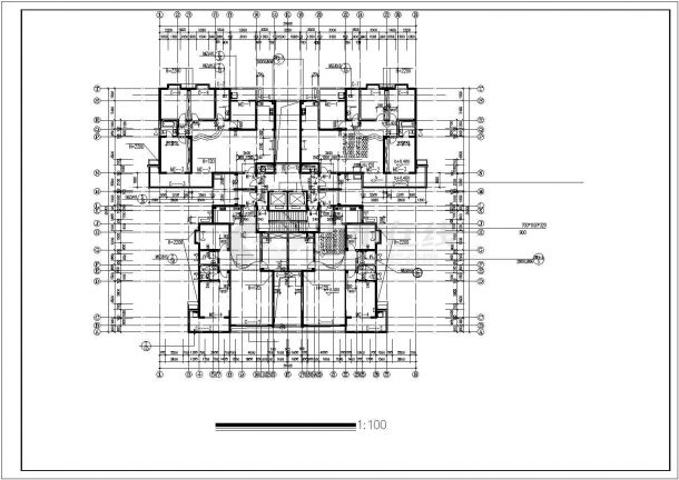 1.9万平米28+2层剪力墙结构住宅楼建筑设计CAD图纸（含机房和水箱层）-图二