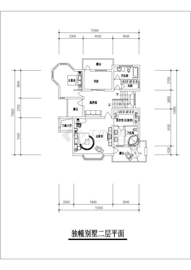 某三层独栋别墅建筑CAD施工设计图附效果图-图二