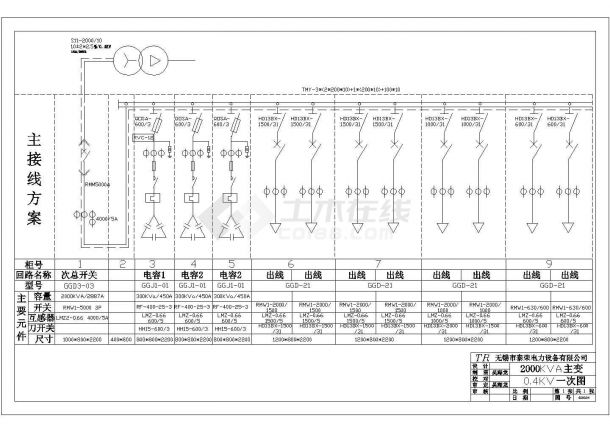 某2000KVA高压变电所设计cad全套高低压电气原理施工图（含2种保护方案设计）-图一