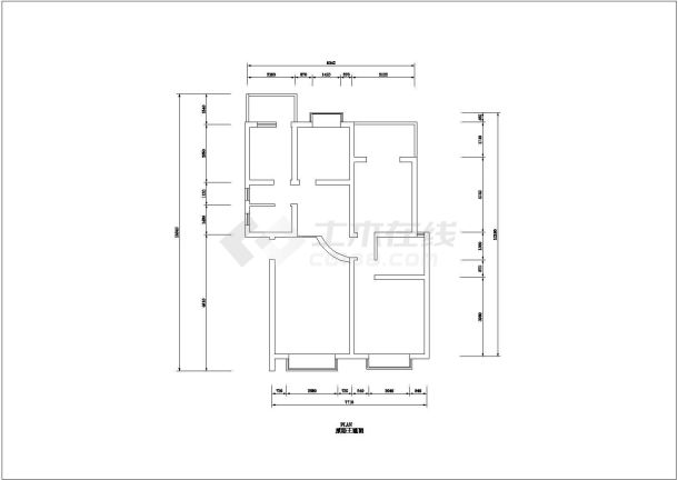 兴化市某简单两居室室内装修cad施工图纸-图一