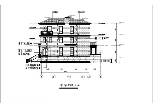 锦州市某村镇4层砖混结构私建别墅立剖面设计CAD图纸-图二