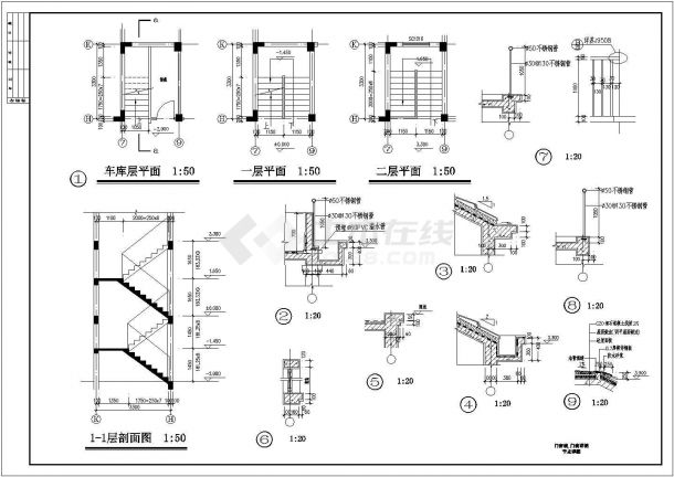 重庆某大型别墅区地下一层地上三层独栋别墅建筑工程设计施工图（含门窗表）-图一