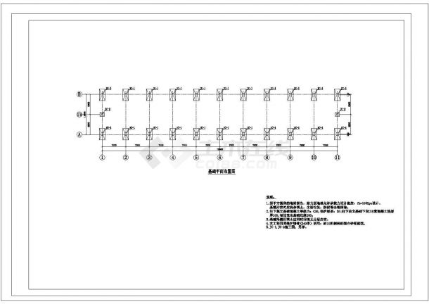 840平米12m单跨5t行车双坡门式轻钢结构厂房结施图，共十一张-图二