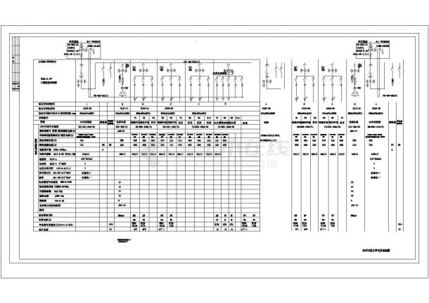 某2*500KVA高压组合变电所设计cad电气系统图（标注详细）-图一