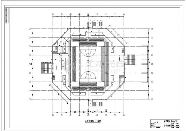 哈尔滨市4510平米2层钢框架结构体育馆建筑结构设计CAD图纸-图一