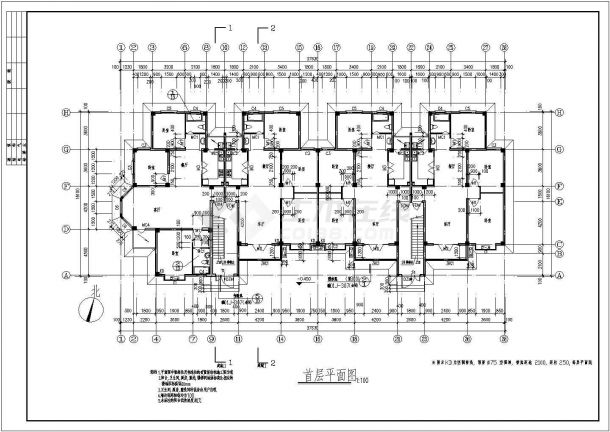 繁昌县住宅2号楼施工期临建（生活办公）用房设计CAD全套建筑施工图-图二