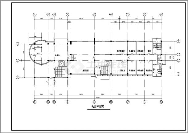 办公楼设计_6层现代风格办公楼建筑设计图-图一