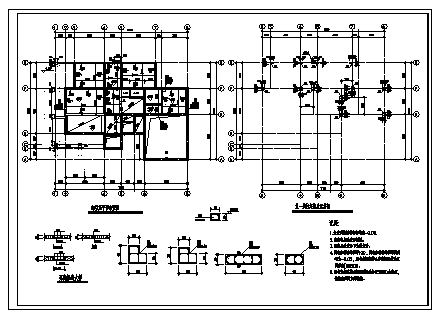 别墅设计_某二层带架空层框架结构异形柱别墅结构施工cad图纸-图一