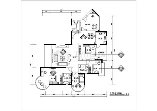 资阳四房两厅高档住宅底商私人住宅楼设计CAD详细建筑施工图-图二