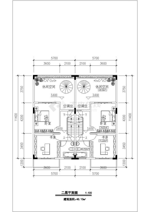 2整套townhouse单体方案设计CAD参考图-图二