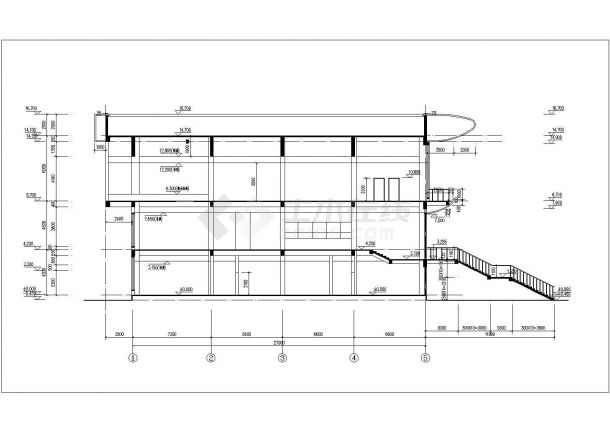信仰某化工厂3800平米3层钢混框架结构综合楼建筑结构设计CAD图纸-图一
