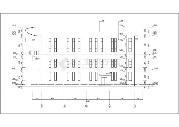 信仰某化工厂3800平米3层钢混框架结构综合楼建筑结构设计CAD图纸-图二