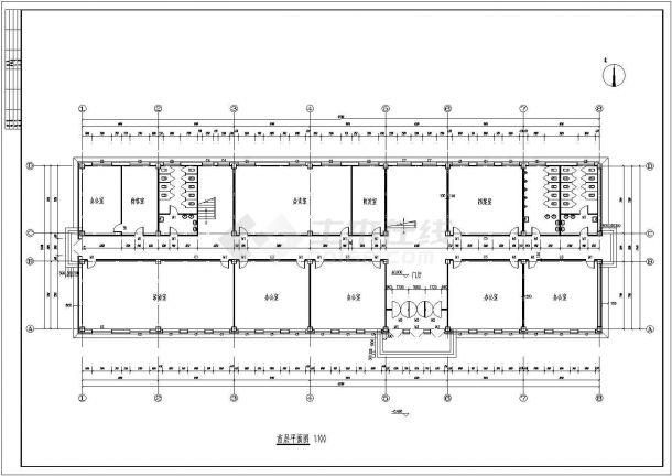 十堰市某皮革厂5000平米左右五层框架办公楼建筑结构设计CAD图纸-图一
