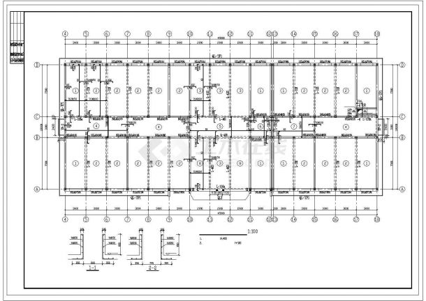 某四层砖混教学楼建筑施工CAD图纸（7度抗震）-图二