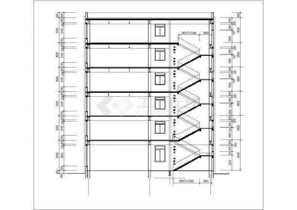 邢台科技学院6050平米6层钢框架结构行政办公楼建筑结构设计CAD图纸-图二