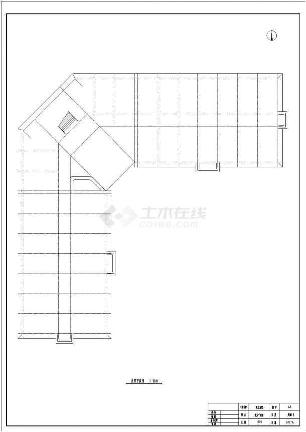 长沙市某商业街6500平米5层框架结构连锁旅馆建筑结构设计CAD图纸-图一