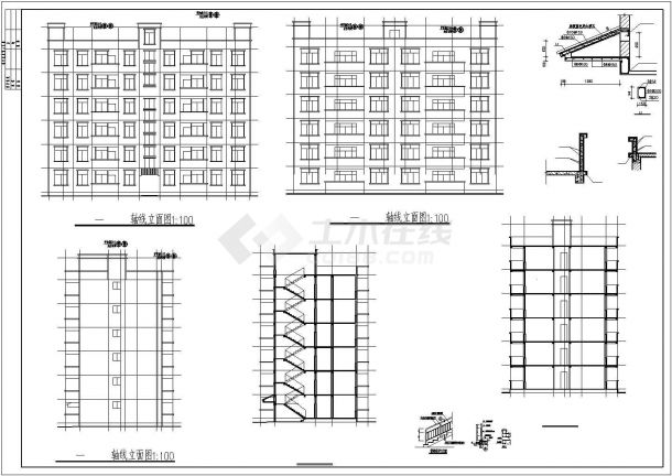 香港六层砖混住施工底商私人住宅楼设计CAD详细建筑施工图-图二